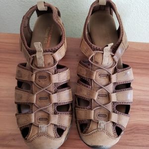 Sketchers walk outdoors sandals 11 brown antique leather/stretch